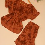 ست بلوز شلوارک ابرنگی خنک دخترونه بوتیک پاپلی