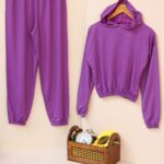 ست هودی و شلوار کراپ گت دار گلکسی کلاه دار بوتیک پاپلی