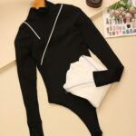 بادی فینگر دار سفید و مشکی دو زیپ بوتیک پاپلی