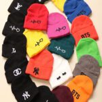 کلاه بافت مداد رنگی BTS LA LV نایک ضربان پلک مشکی سفید