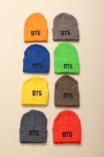 کلاه بافت مداد رنگی BTS LA LV نایک ضربان پلک مشکی سفید