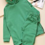 ست هودی شلوار کلاه دار ساده بغل زیپدار داخل کرک دار بوتیک پاپلی