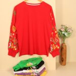 بلوز استین بلند استین گلدار بوتیک پاپلی