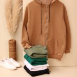 هودی سوییشرت ساده کلاهدار رنگبندی بوتیک پاپلی