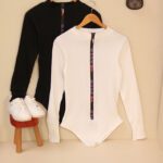 بادی جلو زیپدار سفید ومشکی ساده بوتیک پاپلی