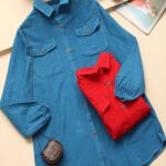 مانتو الیاف جلو دکمه ساده بوتیک پاپلی