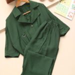 ست نخی بگ کراپ شلوار گت دار بوتیک پاپلی