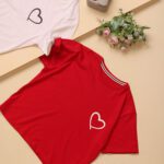 کراپ استین کوتاه نخ پنبه قلب بوتیک پاپلی