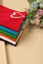 کراپ استین کوتاه نخ پنبه قلب بوتیک پاپلی