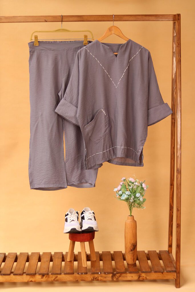 ست مانتو و شلوار گلدوزی بوتیک پاپلی