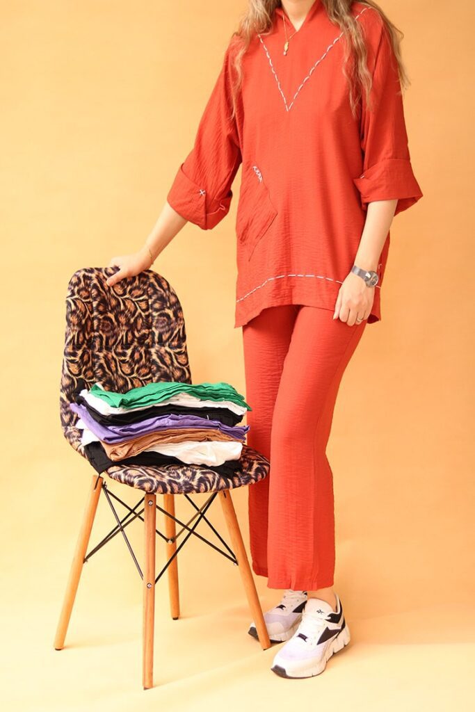 ست مانتو و شلوار گلدوزی بوتیک پاپلی