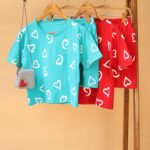 ست کراپ شورتک قلبی بوتیک پاپلی