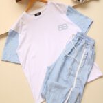 ست دورنگ تابستونی استین کوتاه بوتیک پاپلی