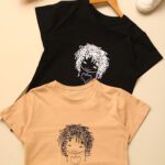 تیشرت پنبه دختر مو فرفری بوتیک پاپلی