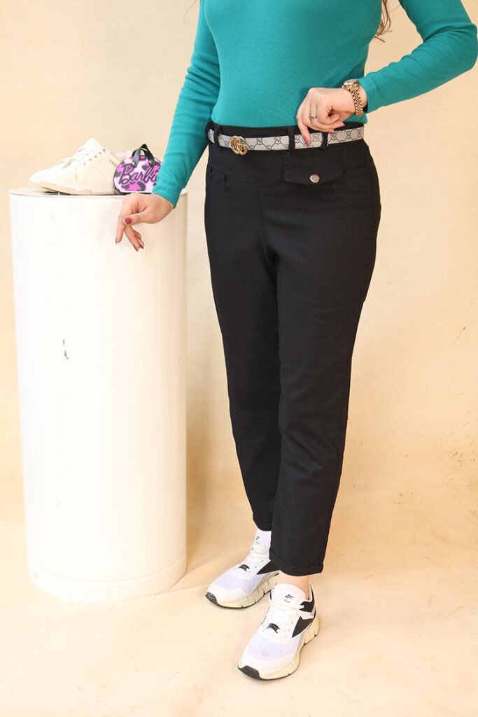 شلوار کتان مام فیت بوتیک پاپلی