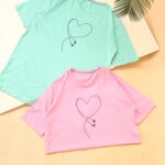 تیشرت لانگ قلب موزیک بوتیک پاپلی