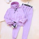 ست هودی کراپ ساده بوتیک پاپلی