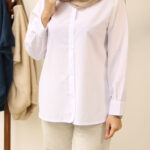 شومیز سفید ساده بوتیک پاپلی