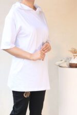 تیشرت لانگ کلاه دار ساده بوتیک پاپلی