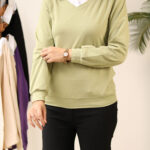 بلوز یقه دار ساده بوتیک پاپلی