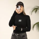 بادی یقه اسکی مشکی بوتیک پاپلی