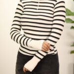 بلوز نیم زیپ راه راه بوتیک پاپلی