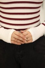 بلوز یقه گرد راه راه بوتیک پاپلی