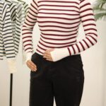 بلوز یقه گرد راه راه بوتیک پاپلی