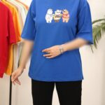 تیشرت لانگ آبی زنانه