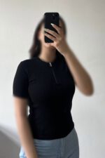 تیشرت نیم زیپ زنانه
