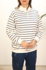 بلوز نیم زیپ راه راه