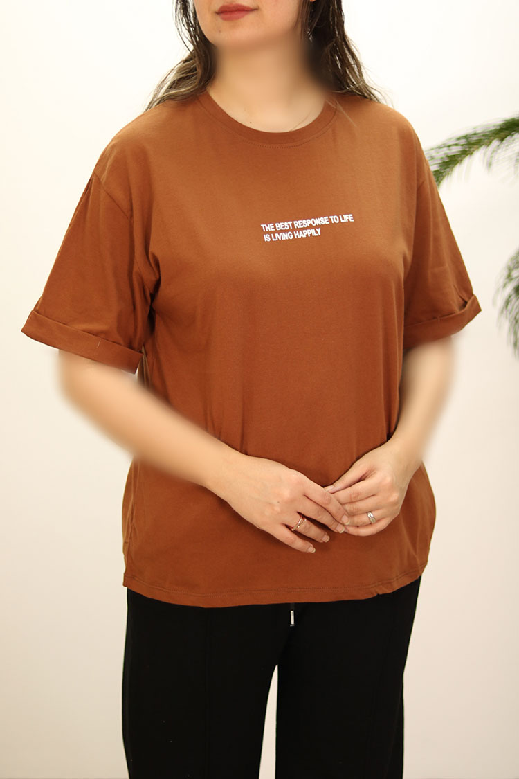 تیشرت زنانه قهوه ای