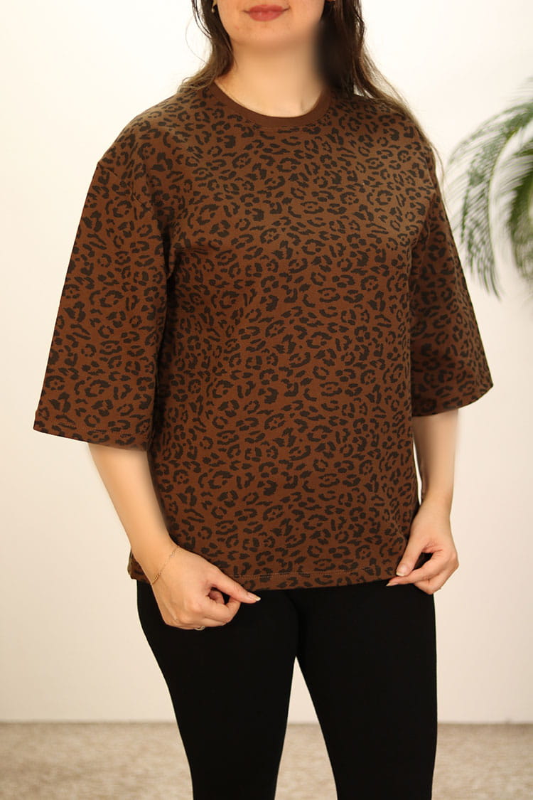 تیشرت باکسی پلنگی